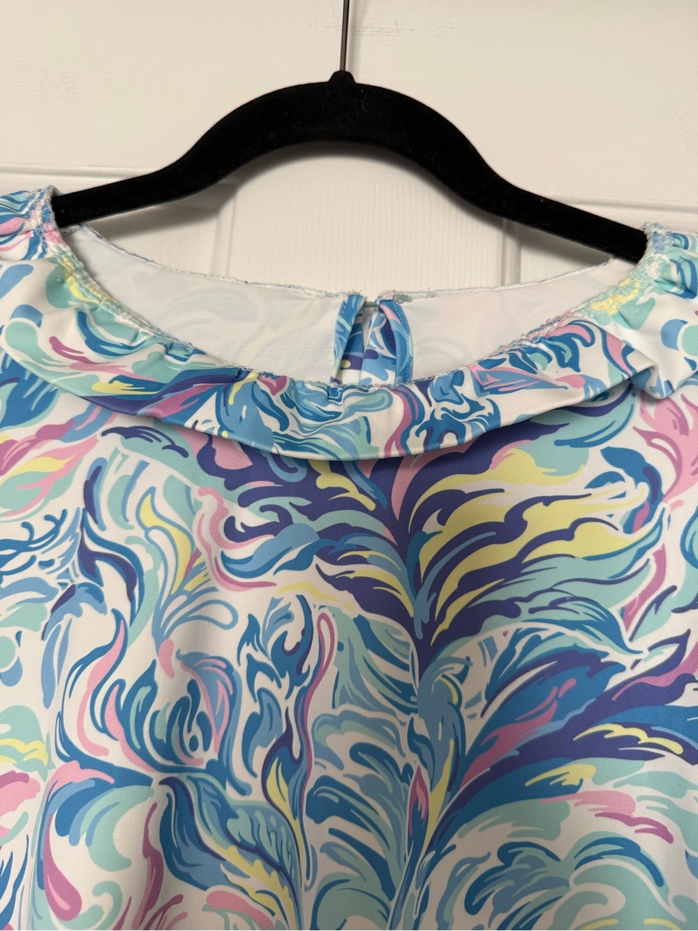 Simply Southern Abstract Swirl Puff Sleeve Ruffle Top XL - Picture 4 of 10